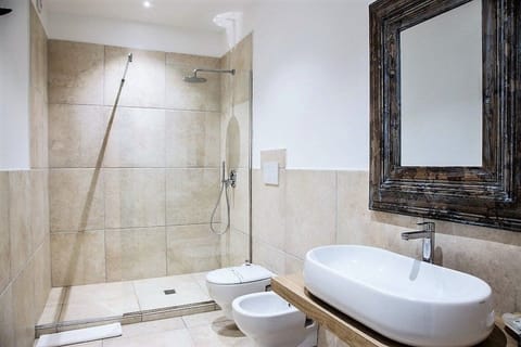 Classic Double Room | Bathroom | Shower, rainfall showerhead, hair dryer, slippers