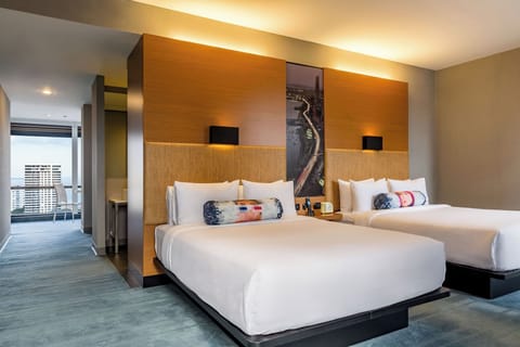 aloft, Suite, 2 Queen Beds, City View | Premium bedding, in-room safe, desk, blackout drapes