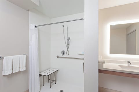 Standard Room, 2 Queen Beds, Accessible (Mobility, Roll-In Shower) | Bathroom | Hair dryer, towels, soap, shampoo