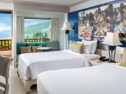 Room, 2 Twin Beds, Balcony, Sea View | In-room safe, desk, laptop workspace, blackout drapes