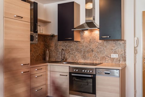 Premium Apartment, 2 Bedrooms, Private Bathroom, Mountainside | Private kitchen | Fridge, microwave, stovetop, dishwasher