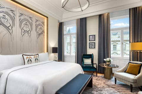 Deluxe Room, 1 King Bed, City View | Frette Italian sheets, premium bedding, down comforters, pillowtop beds