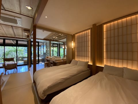 Japanese Twin Room "KAGUYAMA" with Open Air Bath, Non Smoking  | Minibar, in-room safe, free WiFi, bed sheets