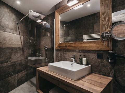 Hair dryer, bathrobes, towels, soap