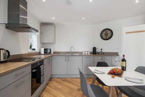 Family Apartment | Private kitchen | Full-size fridge, microwave, oven, stovetop