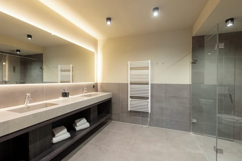 Hair dryer, bathrobes, slippers, heated floors