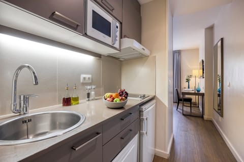 Studio | Private kitchen | Fridge, microwave, stovetop, dishwasher