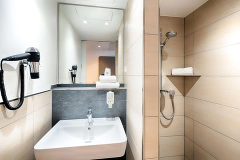 Double Room | Bathroom | Shower, hair dryer, soap, shampoo