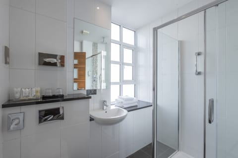 Deluxe Standard Queen | Bathroom | Shower, eco-friendly toiletries, hair dryer, towels