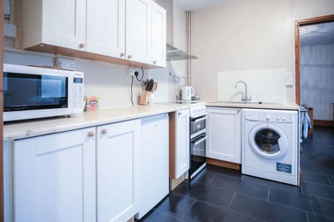 Fridge, microwave, oven, electric kettle