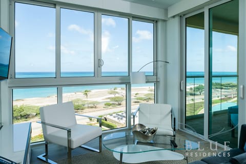 Family Condo, 2 Bedrooms, Ocean View, Sea Facing | Living area | 32-inch flat-screen TV with cable channels, TV, iPod dock