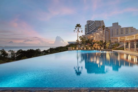 Outdoor pool, pool umbrellas