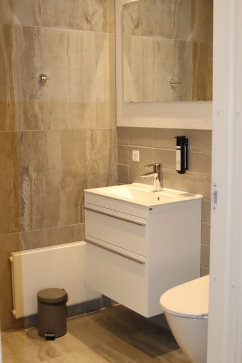 Shower, eco-friendly toiletries, hair dryer, towels