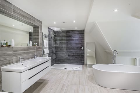 Deluxe Suite | Bathroom | Shower, eco-friendly toiletries, hair dryer, towels