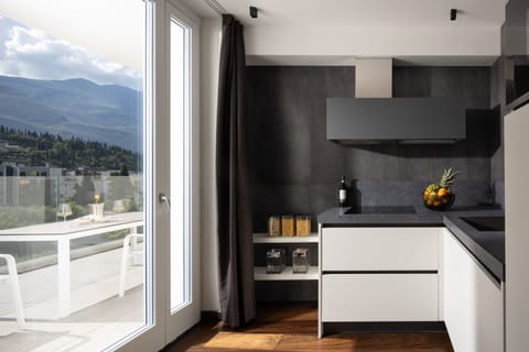 Appartamento Attico, terrazzo | Private kitchen | Full-size fridge, microwave, stovetop, dishwasher