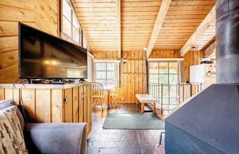 Cabin, Multiple Beds, Patio, Mountain View | Living area | 40-inch flat-screen TV with cable channels, TV, fireplace