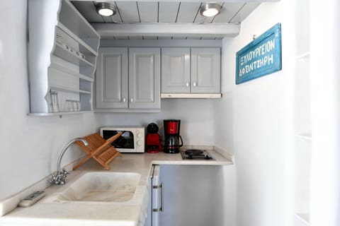 Deluxe Double Room | Private kitchen | Fridge, microwave, oven, cookware/dishes/utensils