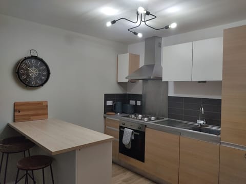 Apartment | Private kitchen | Fridge, oven, stovetop, electric kettle