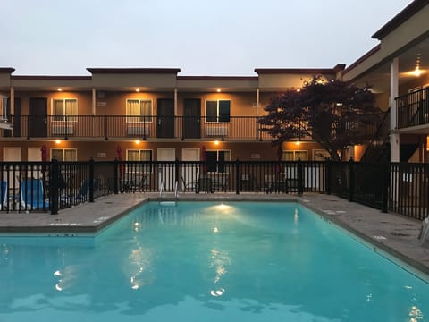 Seasonal outdoor pool, pool umbrellas, sun loungers