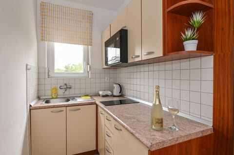 Comfort Apartment, 2 Bedrooms, Terrace, Garden View | Private kitchen | Fridge, microwave, stovetop, electric kettle