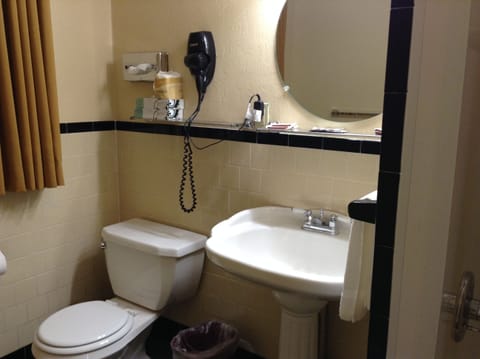 Combined shower/tub, free toiletries, hair dryer, towels