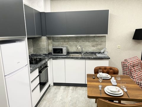 Basic Suite | Private kitchen | Full-size fridge, microwave, oven, stovetop