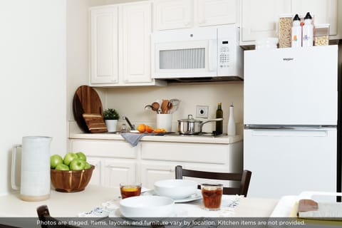 Fridge, microwave, stovetop, freezer