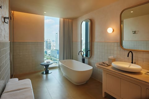 Penthouse (include Club Lounge Access) | Bathroom | Hair dryer, bathrobes, slippers, towels