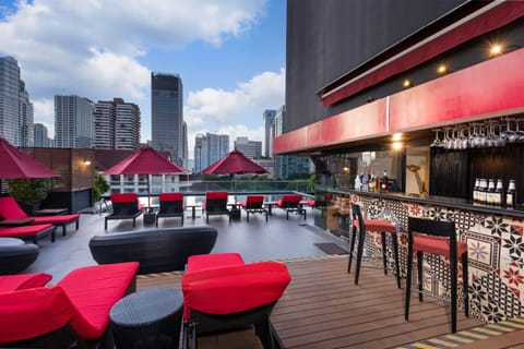 Rooftop bar, pool views, open daily