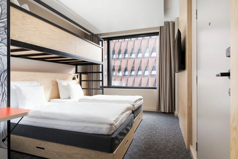 Room (Heymo) | Premium bedding, desk, laptop workspace, blackout drapes