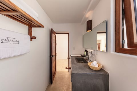 Standard Room, 2 Double Beds, Pool View | Bathroom | Shower, hair dryer, bathrobes, towels