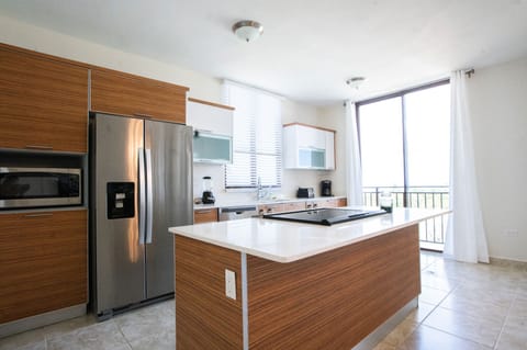 Luxury Penthouse, 4 Bedrooms, Balcony, Ocean View | Private kitchen | Full-size fridge, microwave, oven, stovetop