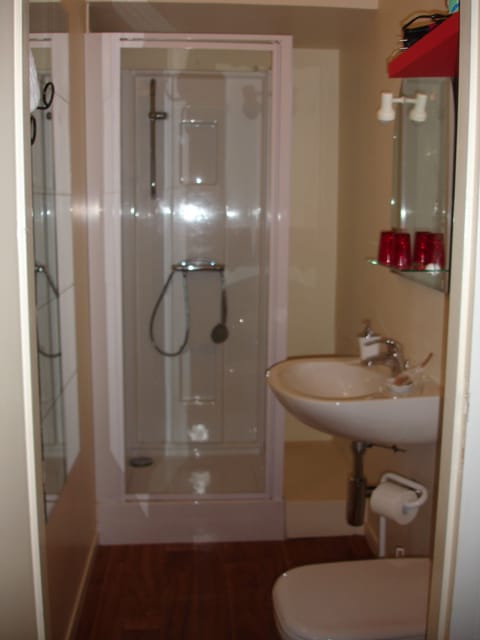 Classic Double Room | Bathroom | Shower, hair dryer, towels, soap
