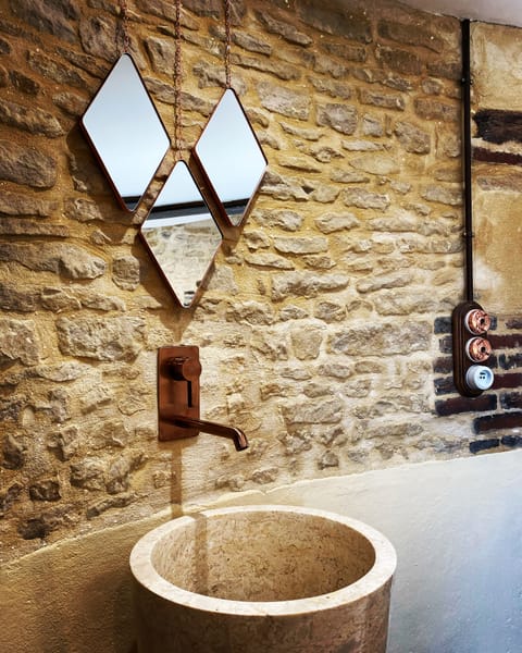 Signature Double Room, 1 King Bed, Terrace, Garden View | Bathroom | Separate tub and shower, rainfall showerhead, hair dryer, towels