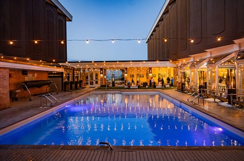 Indoor pool, outdoor pool, sun loungers