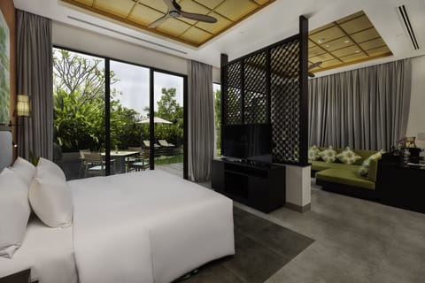 Modern Pool Villa | Egyptian cotton sheets, premium bedding, down comforters, pillowtop beds