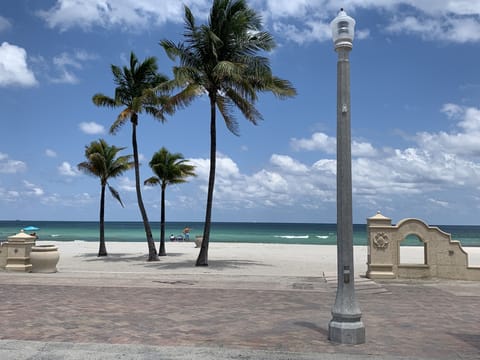 Beach nearby, beach umbrellas, beach towels