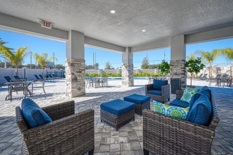 Outdoor pool, sun loungers