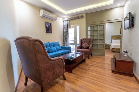 Junior Suite Nile view | Living area | TV