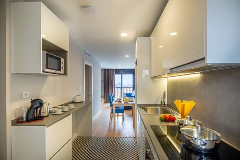 Premium Apartment | Private kitchen | Full-size fridge, microwave, oven, stovetop