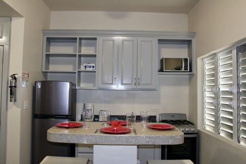 City Condo | Private kitchen | Full-size fridge, microwave, oven, stovetop