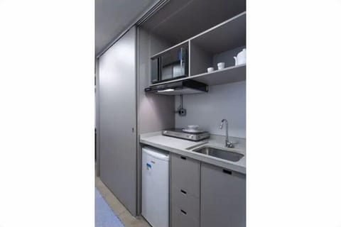 Basic Apartment | Private kitchen | Mini-fridge, microwave, stovetop, cookware/dishes/utensils