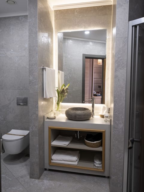 Deluxe Double Room | Bathroom | Shower, hair dryer, bathrobes, slippers