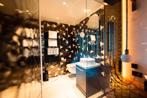 Shower, eco-friendly toiletries, hair dryer, slippers