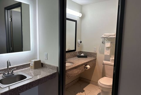 Room, 2 Queen Beds, Non Smoking | Bathroom | Hair dryer, towels