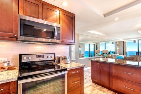 Condo, 2 Bedrooms, Balcony, Oceanfront (MAH-1211) | Private kitchen | Fridge, microwave, oven, highchair