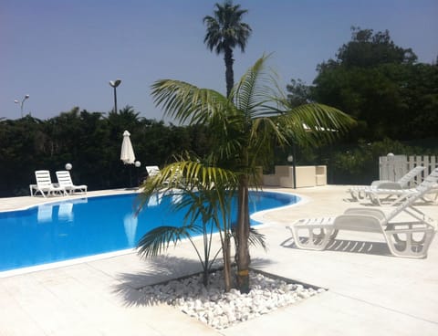 Seasonal outdoor pool, sun loungers