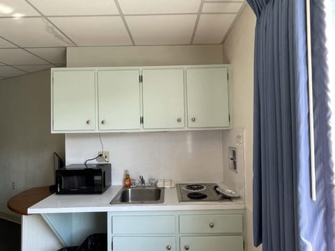 Deluxe Double Room, Multiple Beds, Kitchenette | Private kitchen | Mini-fridge, microwave, cookware/dishes/utensils, dining tables