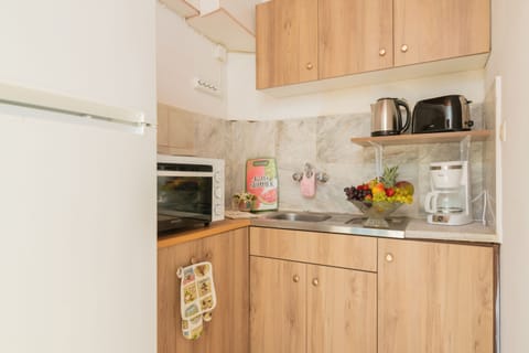 Basic Apartment | Private kitchen | Full-size fridge, oven, stovetop, coffee/tea maker