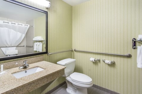 Accessible Room 1 Queen Bed Non Smoking  | Bathroom | Combined shower/tub, free toiletries, hair dryer, towels